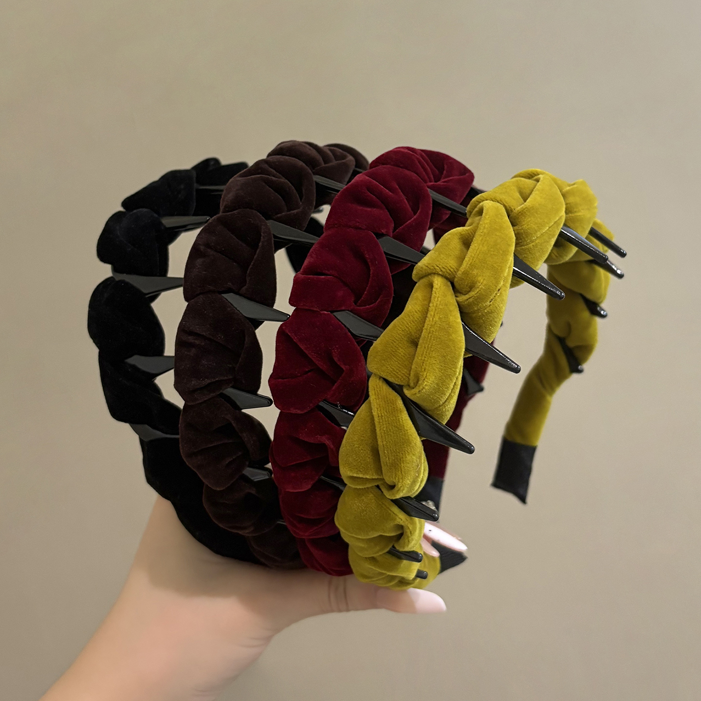 诗情画意绒布插梳发箍