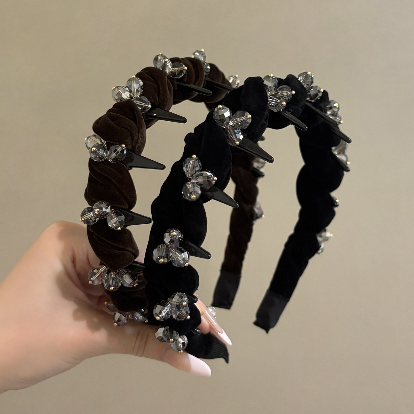 高级感绒布带齿梳蓬松发箍女倒梳头箍压发卡发捆头饰高颅顶仿水晶,饰品/流行首饰/时尚饰品新,发饰,淘宝优惠券,粉丝福利购,淘宝优惠卷