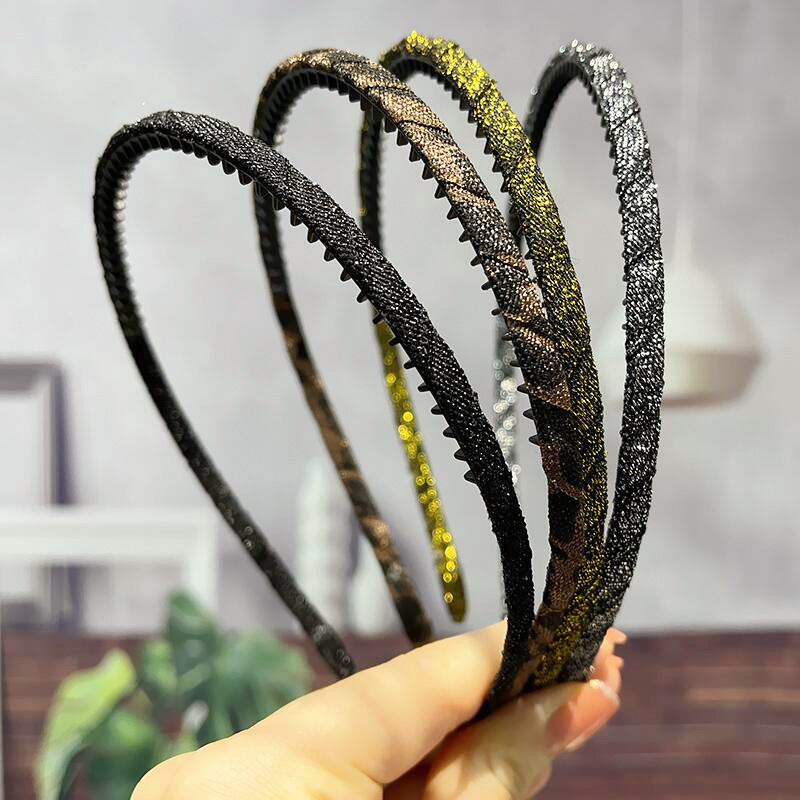 豹纹细款秋冬带齿防滑发箍