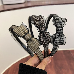 蝴蝶结蕾丝发箍女款 千鸟格 秋冬头箍压发卡发捆头饰2025年网红新款