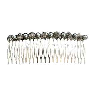 仿珍珠发梳卡倒插梳盘发饰刘海盘头发卡女发夹顶梳头饰顶夹银灰色