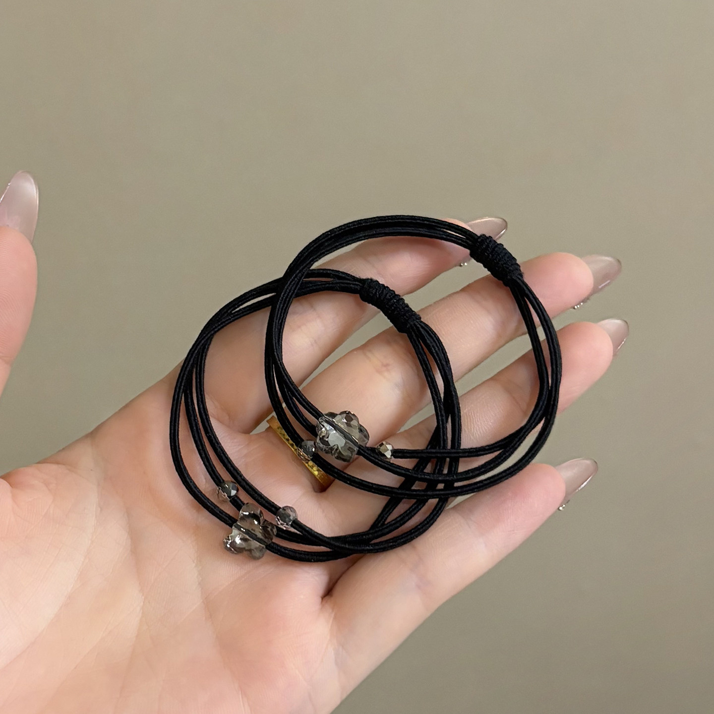 高级感发饰头绳橡皮筋发圈女扎头发绳头饰仿水晶梅花蝴蝶头花皮套