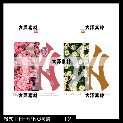运动潮牌花朵 玫瑰 小菊花图案素材分层免抠高清t恤印花设计参考