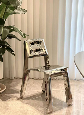 Ziet*a设计师创意餐椅饼干椅子金属镜面充气椅