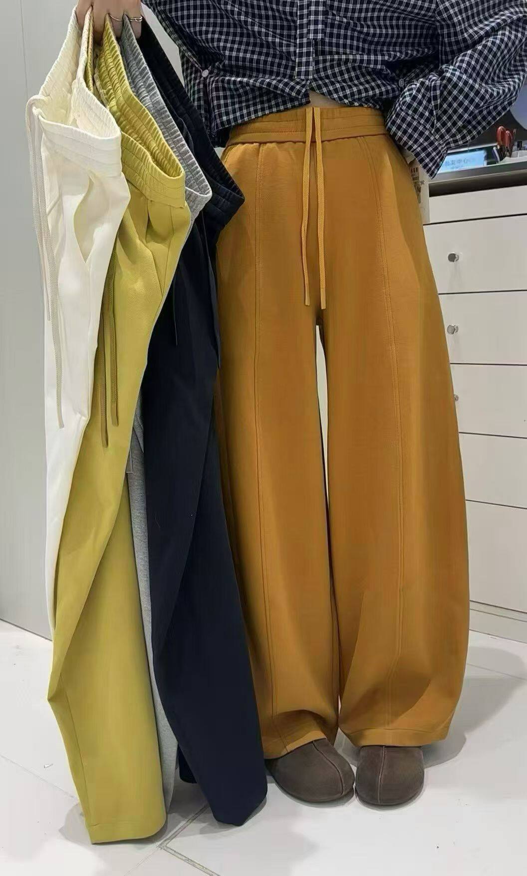 图作L0117春款新款2026宽松阔腿裤女休闲裤松紧腰高腰显瘦女裤