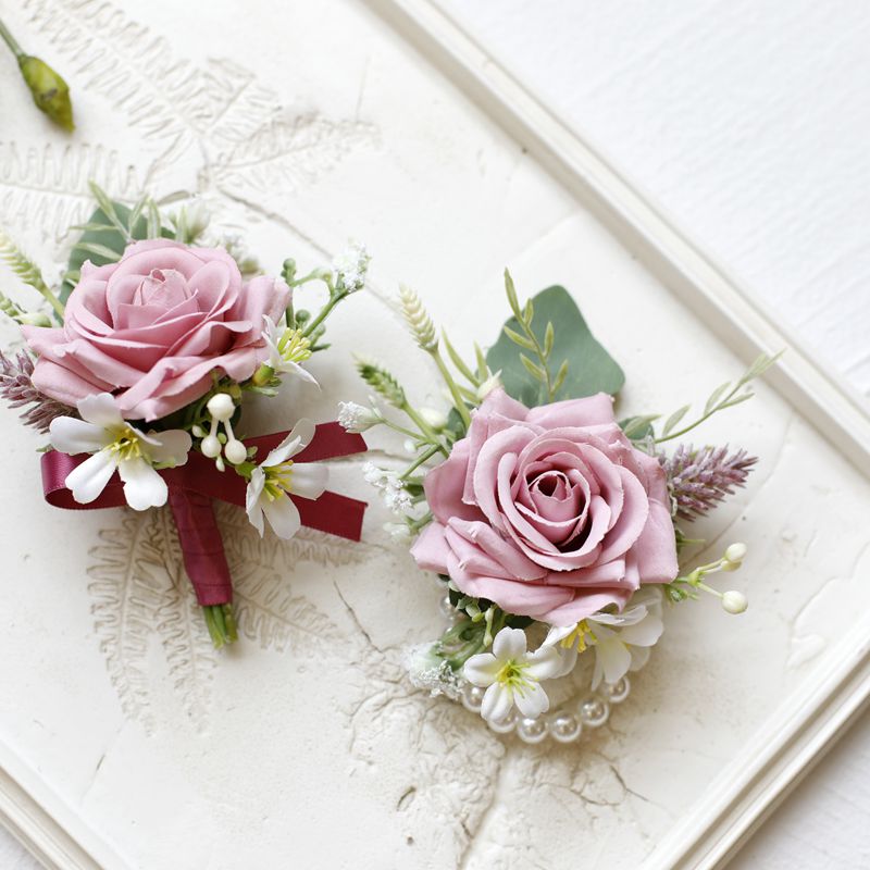 韩式婚礼新娘新郎胸花伴娘姐妹手腕花仿真玫瑰结婚庆用品商务会议