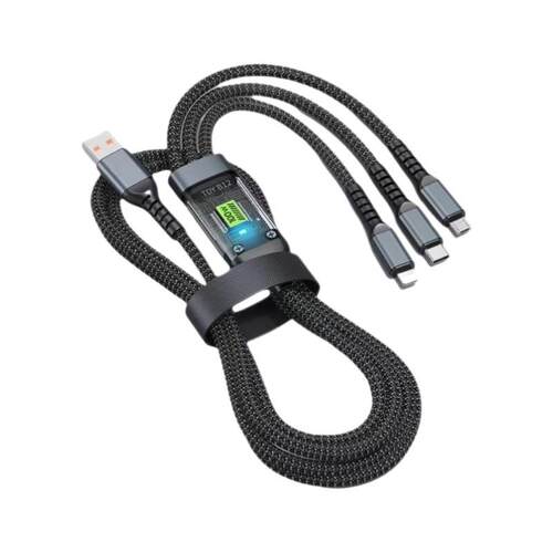 一拖三数据线100W三合一尼龙编织透明中卡快充充电线USB3.0typec