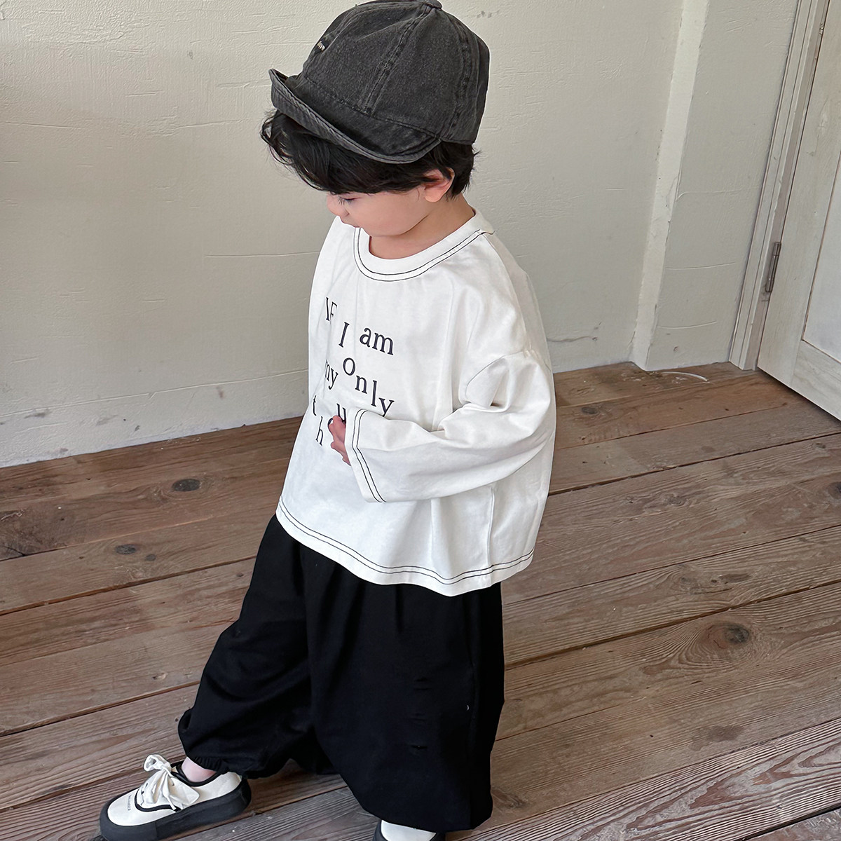 暮晨家新款秋装2025男童明线字母印花长袖T恤中小童宽松圆领上衣,童装/婴儿装/亲子装,T恤,淘宝优惠券,粉丝福利购,淘宝优惠卷