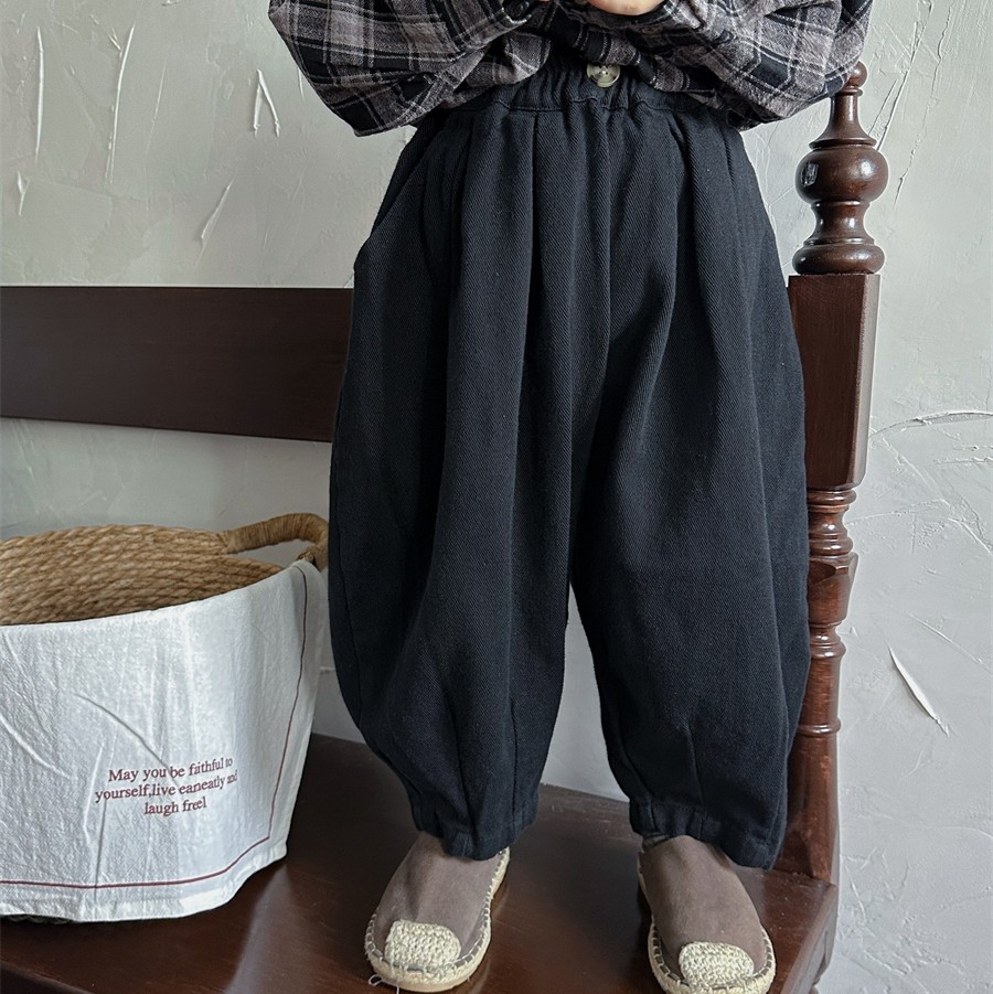 暮晨家秋装2024男童纯黑色棉布长裤中小童宽松休闲裤萝卜裤阔腿裤,童装/婴儿装/亲子装,裤子,淘宝优惠券,粉丝福利购,淘宝优惠卷