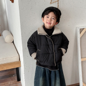 暮晨家新款 2025男童毛线高领棉袄中小童夹棉加厚外套夹克棉衣 冬装