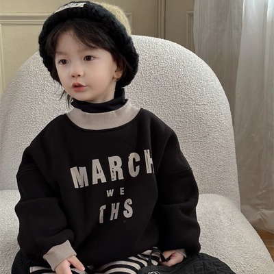 秋冬季男女童棉质韩版加绒卫衣