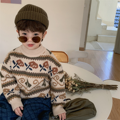 森系粗毛线秋冬中性款棉线童毛衣