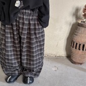 中小童森系复古阔腿裤 长裤 2026男童加绒格子萝卜裤 暮晨家春秋新款