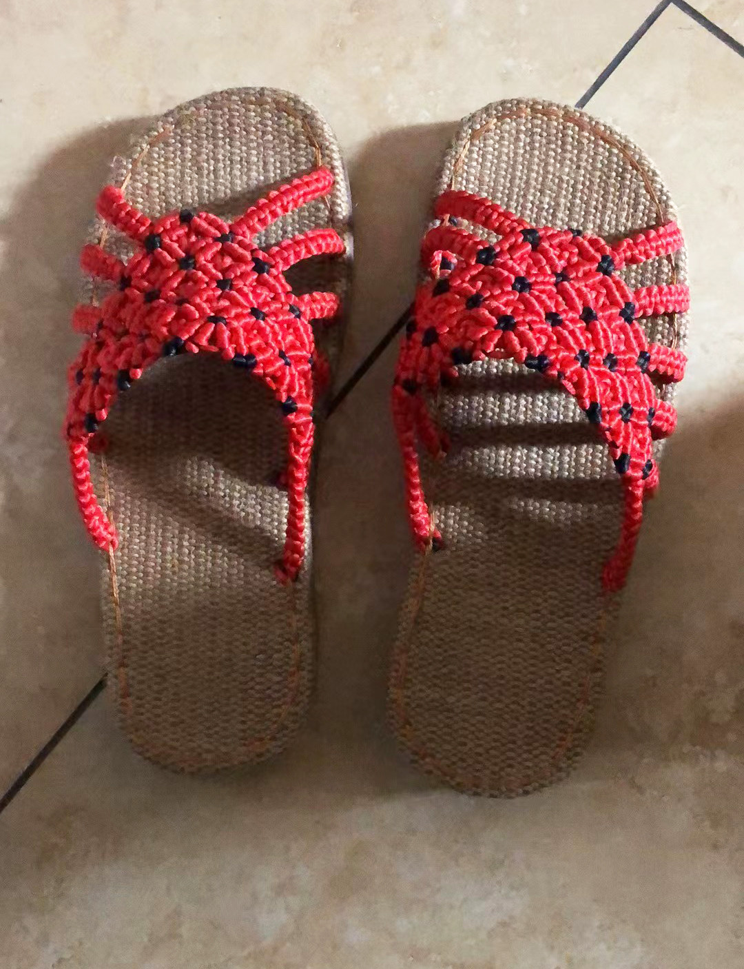 纯手工编织拖鞋好看图案女拖鞋