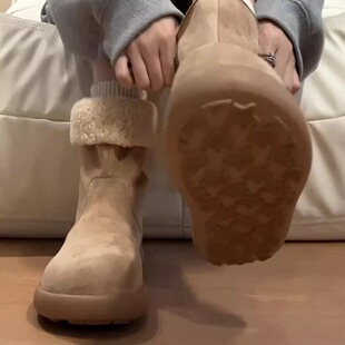 日本OFFCAT法式堆堆棉靴加绒高帮勃肯鞋女短靴2025秋冬新款平底羊