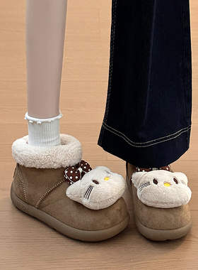 日本OFFCAT厚底加绒保暖加厚中筒雪地靴女2025冬季新款防滑毛绒棉