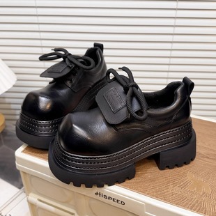 日本OFFCAT真皮厚底乐福鞋小个子8cm增高走秀款大头德比小皮鞋女