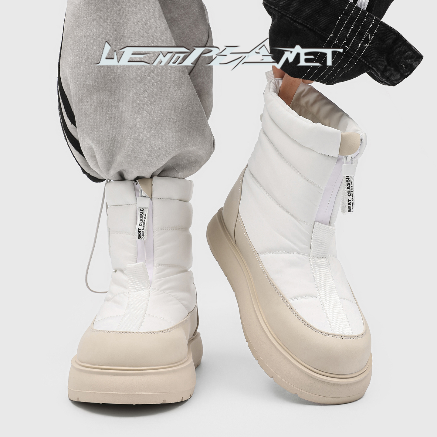 日本OFFCAT上野行星新款白色户外雪地靴男女防水加绒加厚防寒东北