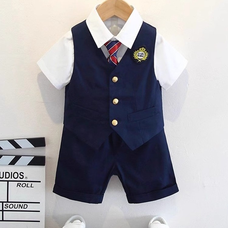 日本OFFCAT明星同款男童西装马甲套装学院风女童表演服幼儿园园服