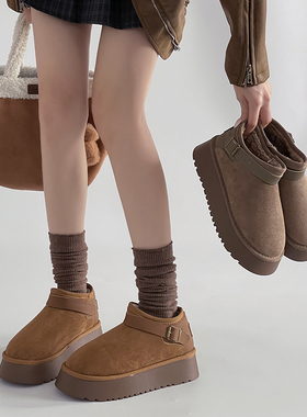 日本OFFCAT时尚厚底一脚蹬加绒保暖全包勃肯鞋女2025新款冬季博肯