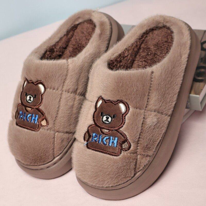 日本OFFCAT儿童棉拖鞋男童卡通冬季厚底中大童男孩小学生毛绒拖鞋