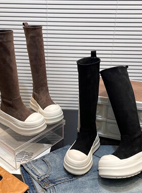 日本offcat7cm松糕厚底不过膝长靴女2025新款增高显瘦弹力瘦瘦靴