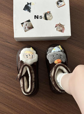 日本OFFCAT卡通可爱雪地靴女款2025冬季新款加绒厚底短靴百搭保暖