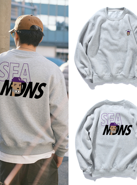 WIND AND SEA联名余文乐同款加绒套头卫衣秋冬情侣宽松慵懒风上衣