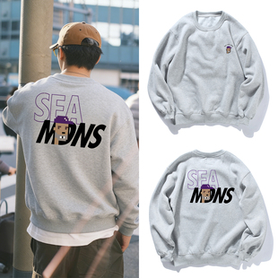加绒套头卫衣秋冬情侣宽松慵懒风上衣 SEA联名余文乐同款 WIND AND