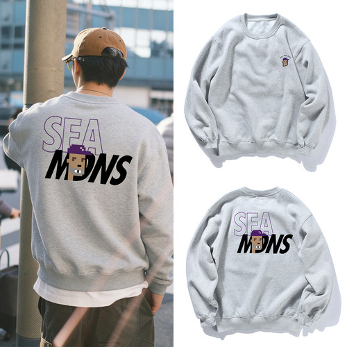 WIND AND SEA联名余文乐同款加绒套头卫衣秋冬情侣宽松慵懒风上衣