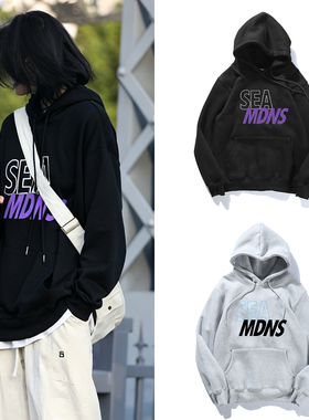 WIND AND SEA日系潮牌余文乐同款卫衣青少年秋冬情侣宽松套头帽衫