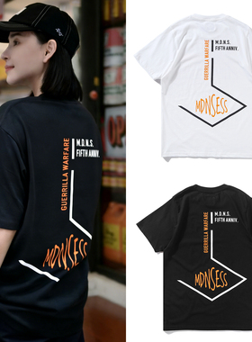日系港风余文乐同款短袖男士夏季学生情侣MADNESS字母印花简约T恤
