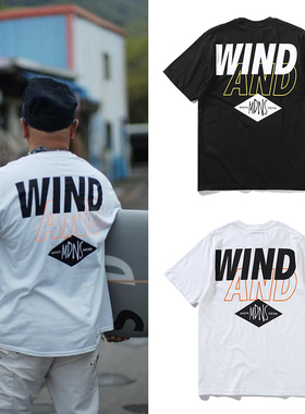 WIND AND SEA联名余文乐同款字母印花短袖夏季青少年男女T恤 纯棉