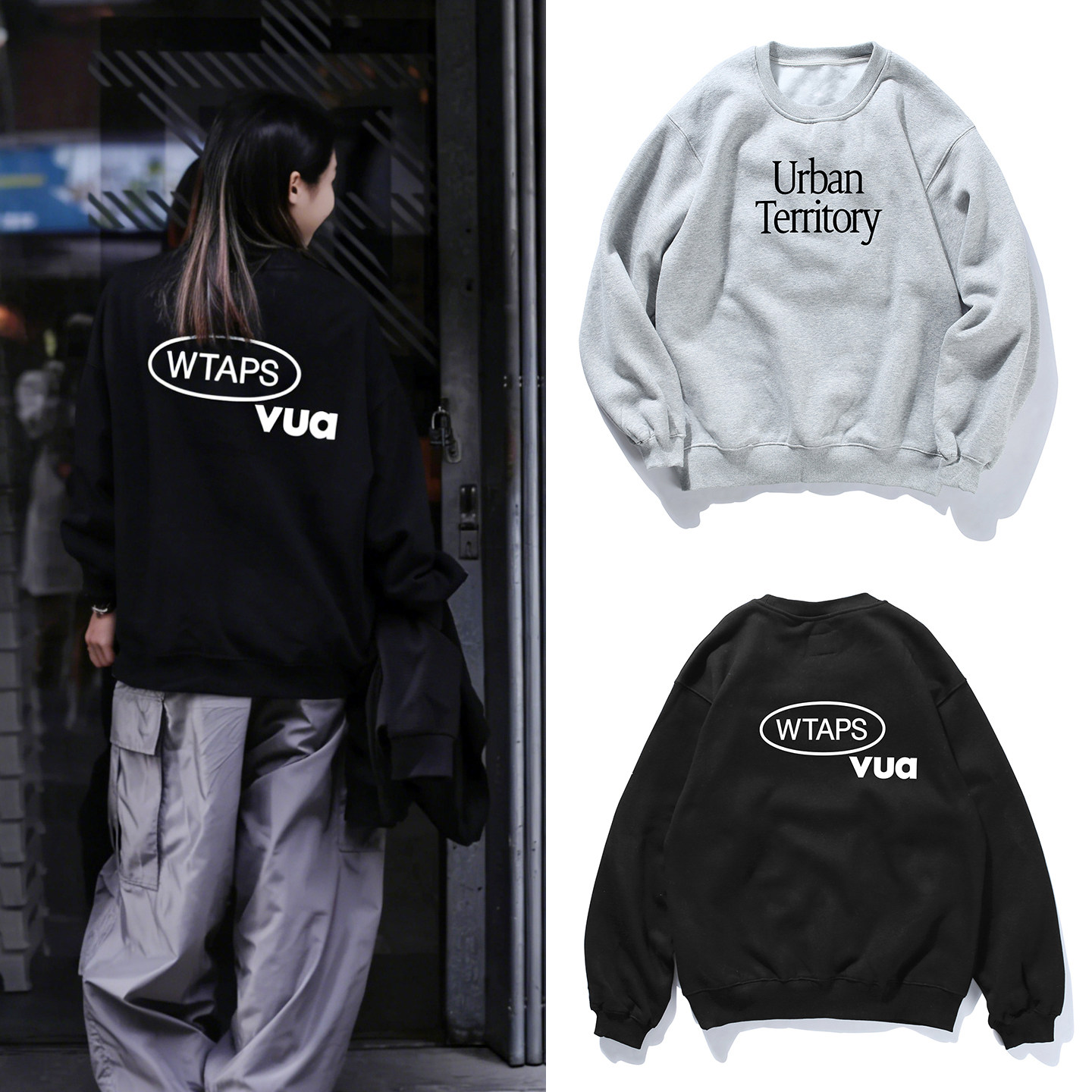 日系余文乐同款WTAPS隐藏款字母LOGO印花卫衣秋冬慵懒风情侣 上衣