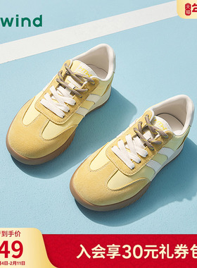 热风德训鞋女2025年冬季新款复古运动休闲鞋平底女鞋子H11W25106