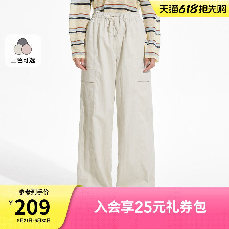 热风女士工装裤2026年夏款简约工装裤户外运动风直筒休闲长裤