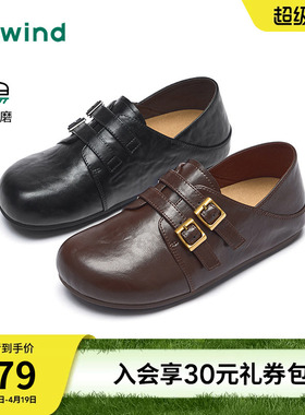 热风黑色小皮鞋女款2026年春季新款百搭两穿勃肯鞋休闲包头拖鞋子