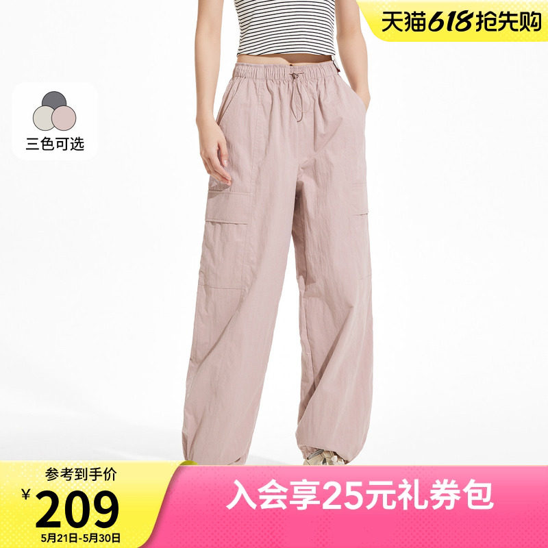 热风女士工装裤2026年夏季新款简约工装裤户外运动风直筒休闲长裤