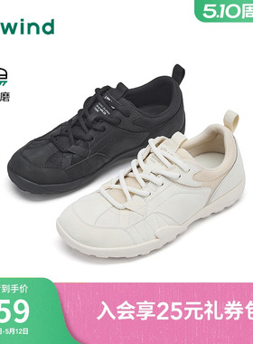 热风运动休闲鞋女款2026年春季新款软底轻便女鞋子黑色户外跑步鞋