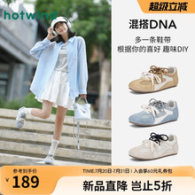 热风网面德训鞋女款2025年秋季新款薄底运动休闲鞋透气芭蕾女鞋子