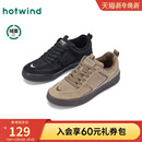 2025年冬季 复古杏色厚底鞋 新款 薄绒保暖休闲板鞋 子 男士 热风男鞋