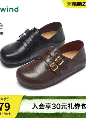 热风黑色小皮鞋女款2026年春季新款百搭两穿勃肯鞋休闲包头拖鞋子