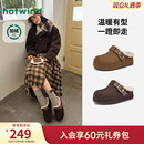 热风加绒勃肯鞋女2025年冬季新款复古毛毛鞋厚底棉鞋雪地靴半拖鞋