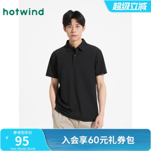 短袖 新款 热风polo衫 上衣2025年夏季 上衣 男士 运动商务休闲黑色短袖