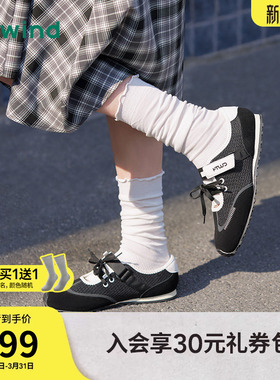 热风运动玛丽珍黑色休闲鞋女2026年春季新款户外平底鞋H11W26107