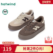 复古百搭毛毛鞋 热风加绒德训鞋 新款 厚底增高休闲鞋 女鞋 2025年冬季