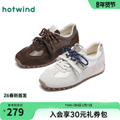 女2026年春季 新款 厚底增高休闲鞋 热风德训鞋 运动女鞋 子H11W26105