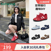 爆款 新款 运动休闲鞋 薄底赛车鞋 热风红色德训鞋 新年女鞋 2026年春季