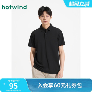 短袖 新款 热风polo衫 上衣2025年夏季 上衣 男士 运动商务休闲黑色短袖