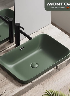 墨绿色哑光台中盆洗手盆方形北欧陶瓷彩色面盆卫生间枪灰色洗脸盆